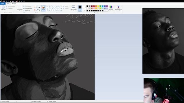 Photorealistic microsoft paint black and white portrait timelapse long version (by xcoreus) смотреть онлайн