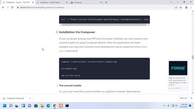 How to install Laravel 9 and create a project via Composer with XAMPP server on Windows 11 смотреть онлайн
