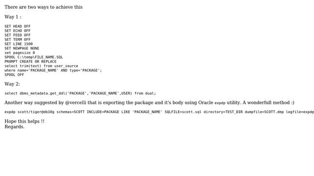 Databases: How in Oracle can I export package that will have package and body? (3 Solutions!!) смотреть онлайн