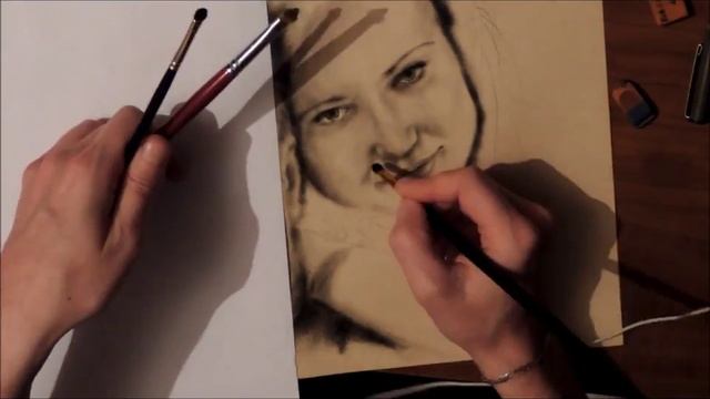 Портрет в технике "Сухая кисть" смотреть онлайн