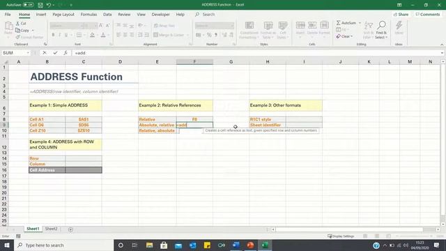 ADDRESS Function Excel Tutorial – Return The Address Of A Cell For A Given ROW And COLUMN Number смотреть онлайн