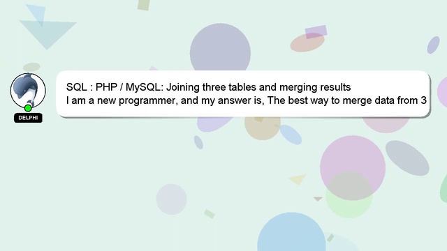 SQL : PHP / MySQL: Joining three tables and merging results смотреть онлайн
