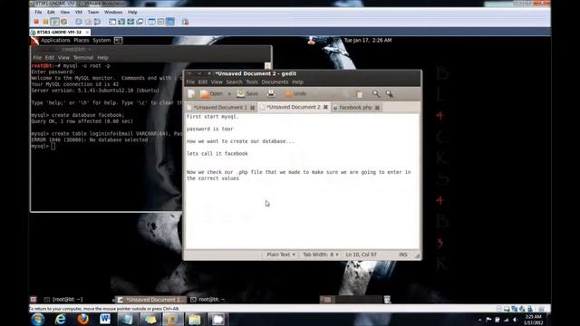 Backtrack 5 MySQL Database Setup смотреть онлайн