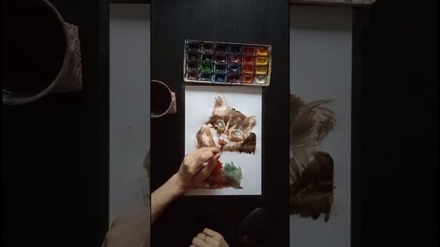 Кот акварелью. Рисуем шерсть смотреть онлайн