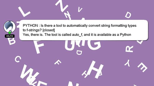 PYTHON : Is there a tool to automatically convert string formatting types to f-strings? смотреть онлайн