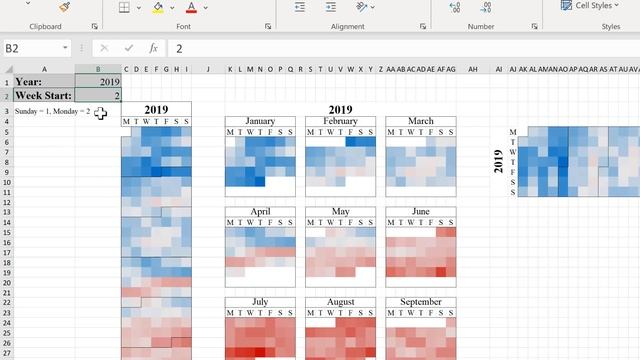 Calendar Heatmap Template Excel смотреть онлайн