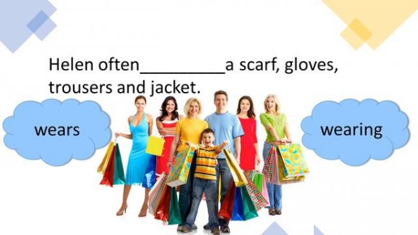 present simple vs present continuous clothes game