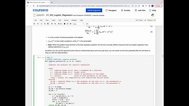 Machine Learning Coursera Practice Lab: Logistic regression смотреть онлайн