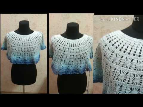 Туника крючком 3 часть. Круглая кокетка крючком узором Паучки смотреть онлайн