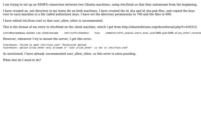 Ubuntu: Permission denied on SSHFS automount смотреть онлайн