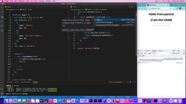 Pass data from child component to parent component in React. смотреть онлайн
