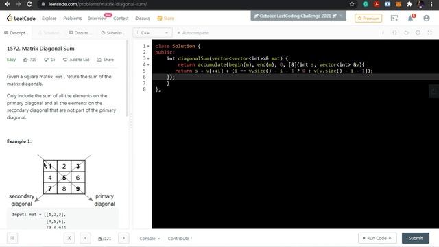 Day 46: Matrix Diagonal Sum смотреть онлайн