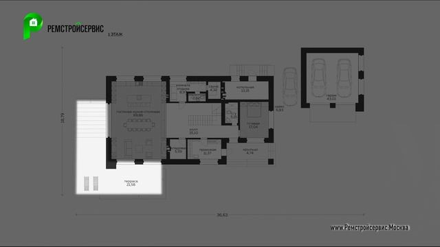 Проект дома 2020 в стиле минимализм, строительство дома 350 кв.м | Дом Минимализм проект | М-288 смотреть онлайн