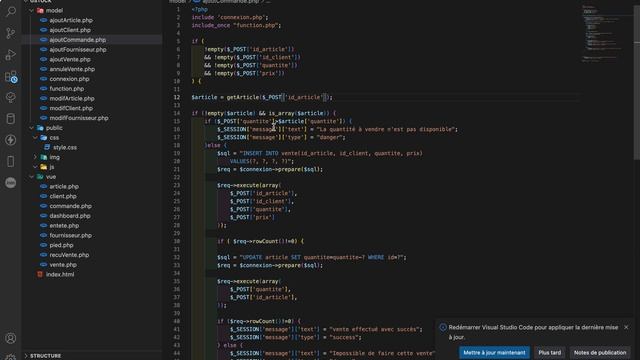 Simple application de gestion de stock avec PHP/MySQL - 13 - effectuer une commande смотреть онлайн