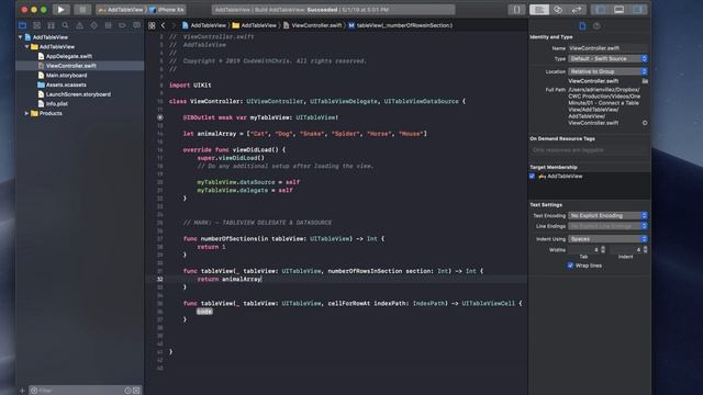 How To Display Data in a Tableview (UITableView) in One Minute смотреть онлайн