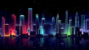 Футаж — Зимний неоновый город будущего ¦ Футуристическая Абстракция ¦ Фон для видео