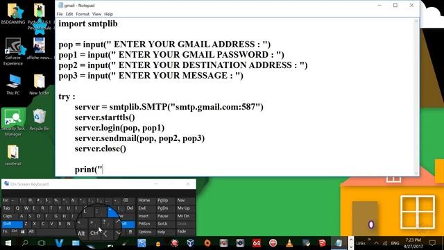 Python 3 6 1 send a email TLS Protocol Port 587 بايثون إرسال رسالة الكترونية смотреть онлайн