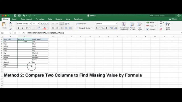 Excel Compare two columns and find the missing values смотреть онлайн