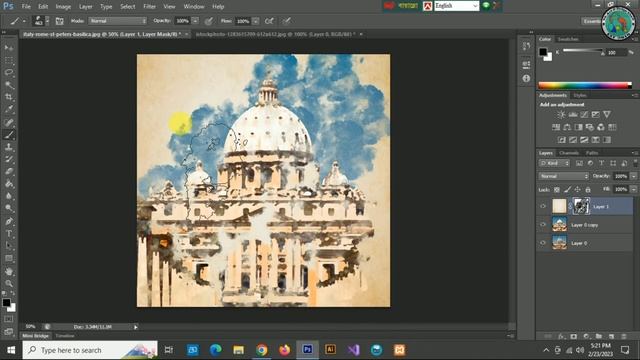 Photoshop & Illustrator Tutorial-How to design a landscape in watercolor effect। 96ADC. смотреть онлайн
