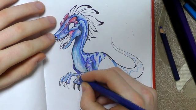 Speed paint. рисуем динозавра. велоцераптор. Art смотреть онлайн
