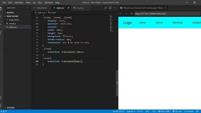 Responsive Navigation with Hamburger Menu | using pure HTML, CSS and Javascript смотреть онлайн