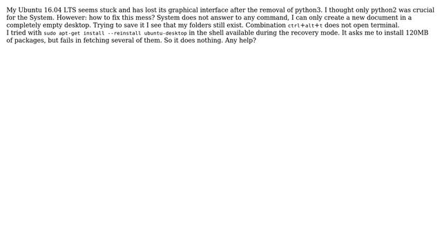 Ubuntu 16.04 get stuck after Python 3 removal смотреть онлайн