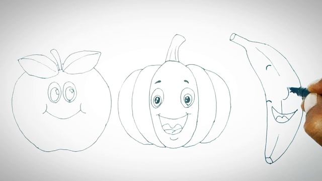 How to draw fruits for beginners, fresh fruits and vegetables drawing смотреть онлайн
