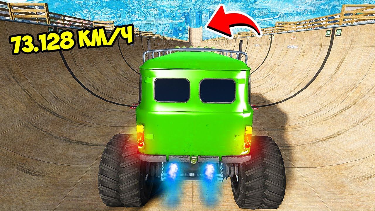 СПУСК БЕЗ ТОРМОЗОВ НА УАЗ БУХАНКА МОНСТР ПО ТРАМПЛИНУ ГТА 5 МОДЫ МУРКА смотреть онлайн