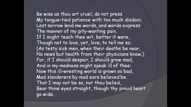 Sonnet 140 Be Wise смотреть онлайн