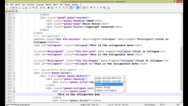 Bootstrap Framework in Urdu/Hindi Part 22 Collapsible on Panel смотреть онлайн