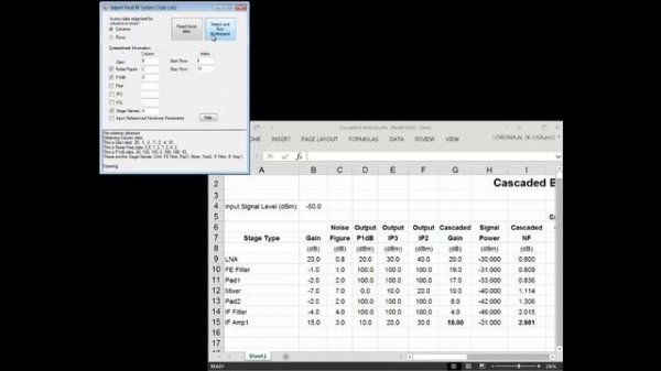 SystemVue: Link Budget Analysis from Excel Data