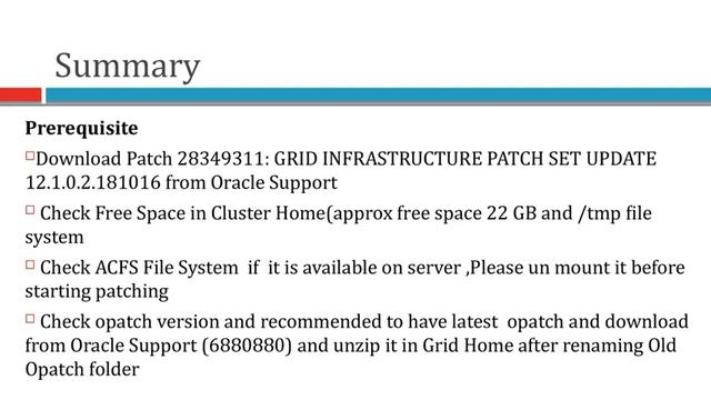 RAC:12C Oracle RAC OCT 2018 PSU Patching /Patch 28349311: GRID/RAC INFRASTRUCTURE PATCH STEP BY STE смотреть онлайн