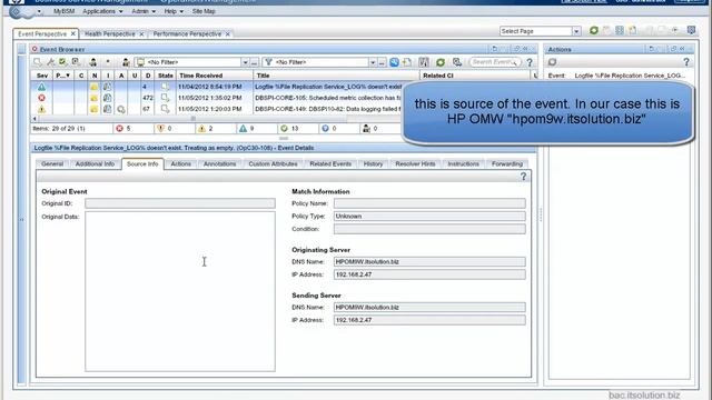 HP BSM / OMi event console смотреть онлайн