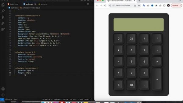 JavaScript Project | Classic Calculator Using HTML CSS JavaScript