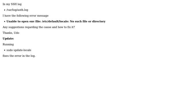 Unable to open env file: /etc/default/locale: No such file or directory смотреть онлайн
