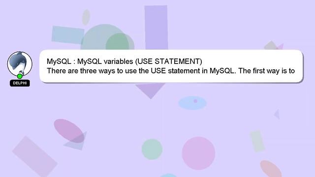 MySQL : MySQL variables (USE STATEMENT) смотреть онлайн
