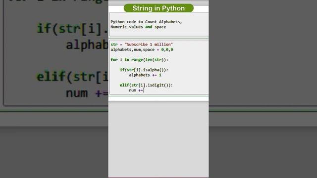 count Alpha, num, spacing in string for python | Python String смотреть онлайн