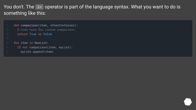 How do I specify custom comparator for the "in" keyword in Python? смотреть онлайн