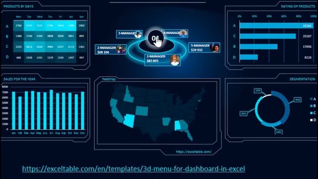 3D menu for dashboard in Excel смотреть онлайн
