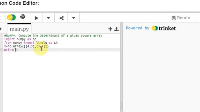 Python Compute the determinant of a given square array смотреть онлайн
