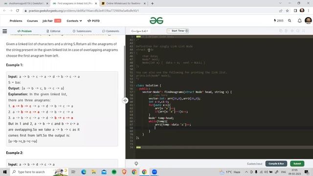 Find anagrams in linked list | GFG POTD | Hindi | C++ | Java | Linked List смотреть онлайн