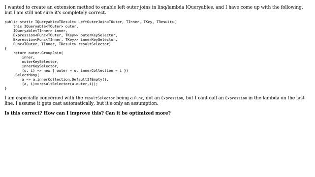Code Review: IQueryable left outer join linq extension смотреть онлайн