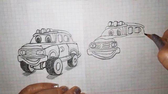 Как нарисовать машину ДЖИП смотреть онлайн