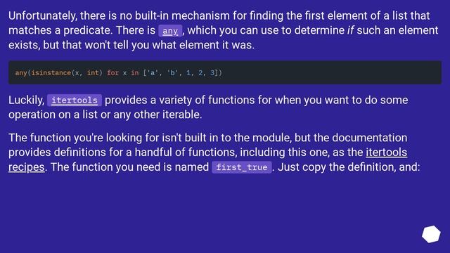 Stop loop with list comprehension when find the first True смотреть онлайн