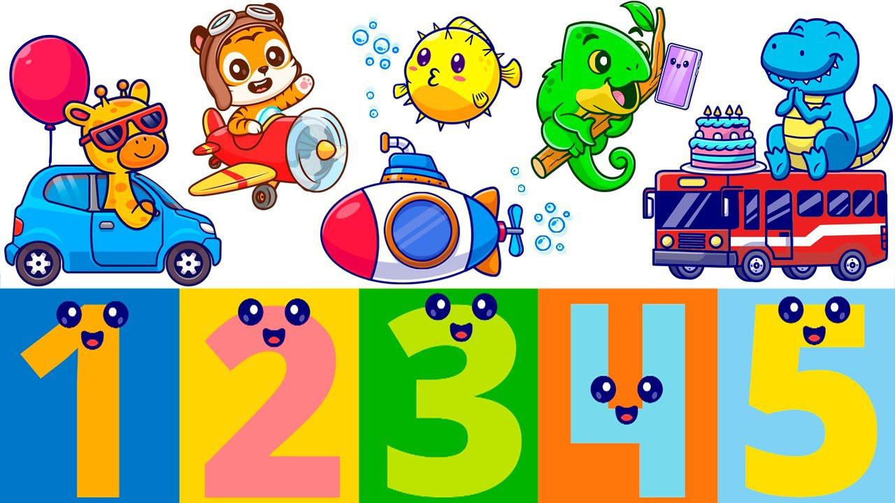 Песенка для малышей - Учим цифры - Музыкальный обучающий мультик - Учимся считать от 1 до 5. смотреть онлайн