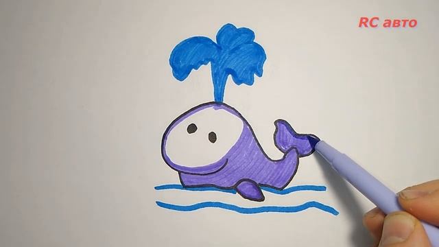 как нарисовать кита / how to draw a whale смотреть онлайн