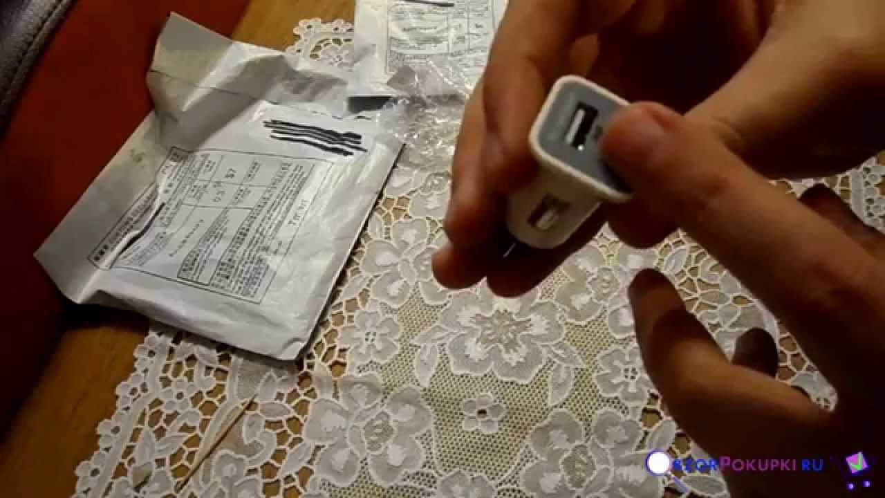 Зарядное устройство на 2 USB в машину и нож кредитка из магазина Tmart смотреть онлайн