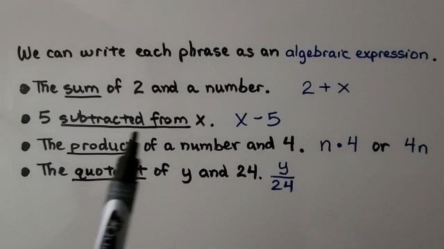 6th Grade Math 10.1a, Writing Algebraic Expressions смотреть онлайн