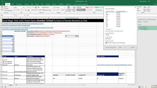 Excel Magic Trick 1423: Power Query Number.ToText Function to Format Numbers as Text смотреть онлайн