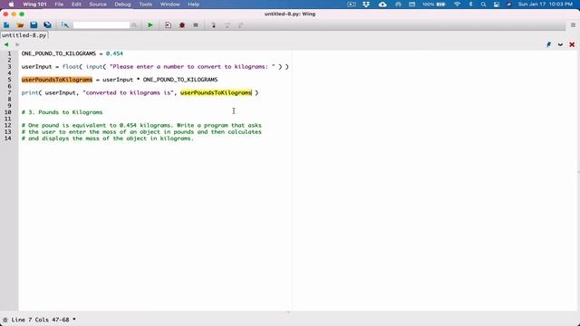2.3. Pounds to Kilograms - Python смотреть онлайн